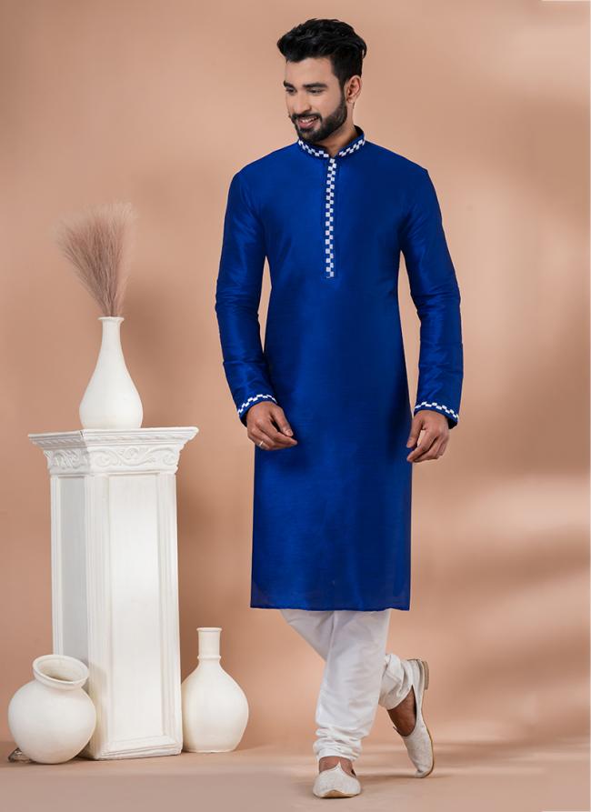 Banarasi Dhupion  Royal Blue Traditional Wear Weaving Kurta Pajama